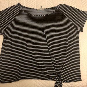 MAKE OFFER! ULTRA TEEZE 1X BLUE STRIPED TIE FRONT TOP